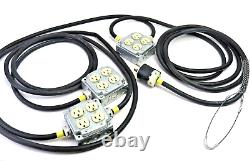 20 AMP 125V STAGE SYSTEM HEAVY 12/3 AC EXTENSION CORD With3 QUAD BOXES, FLEXCOR