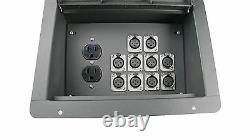 2 Stage Floor Box with10 Female XLR Mic Connectors & AC Outlet by Elite Core