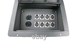 2 Stage Metal Floor Box with8 Female XLR Mic Connectors & AC Outlets Church Stage