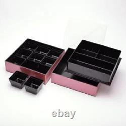 3-Stage Jubako Bento Box 18cm Sakura Cherry Blossoms Pink Made in Japan