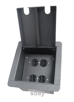 4 AC Recessed Audio Stage Floor Box with 4 AC Outlets Church Pocket Floor Box