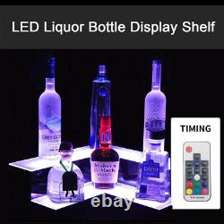 Acrylic LED Lighted Bar Stage Display Corner Glowing Liquor Bottle Shelf New