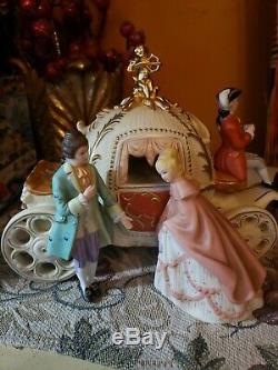 Antique Cinderella Horse Carriage Ball Stage Coach Night Music Box 21NEW