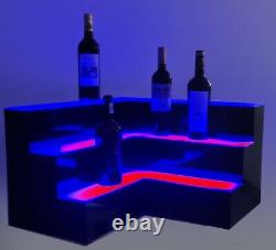 Corner LED Lighted Bar Stage Display 24 Acrylic Glowing Liquor Bottle Shelf