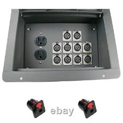 Elite Core Recessed Stage Floor Box 10 XLR Female & AC or 8 XLR + 2 TRS 1/4 Jack