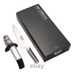 Global 8 Cook's Knife & Global 2-stage Sharpener 2pc Set Brand New Gift Box
