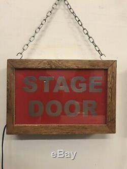 Handcrafted STAGE DOOR Bespoke Sign in Red, Wooden Light Box Sign, Home Vintage