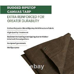 Heavy Duty Canvas Tarp, Ripstop Cotton Polyester Tarp Water & Mildew Resistant