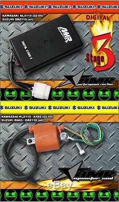 High Performance CDI Box + Ignition Coil for Kawasaki KLX110 2002-2009 Stage 3