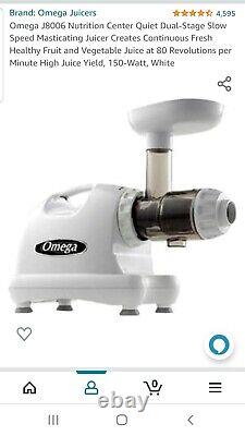 Omega J8006 Juicer. Quiet Dual-Stage Slow Speed Masticating. White, Open Box