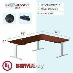 Progressive Desk Corner L Shaped 3 Stage Height Adjustable Standing Desk 78x48