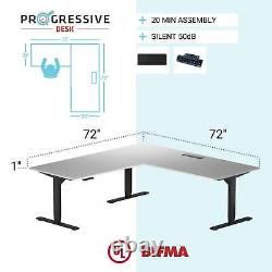 Progressive Desk L Shaped Standing Desk 72x72, Corner 3 Stage Height Adjustable