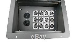Recessed Pocket Stage Floor Box with12 Female XLR Mic Connectors + Duplex AC