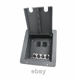 Recessed Pocket Stage Floor Box with4 XLR Mic Connectors & 2 AC Outlets