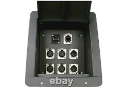Recessed Pocket Stage Floor Box with 4 XLR Female & 2 XLR Male & 1 HDMI & 1 RJ45