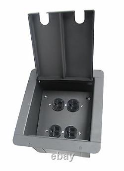 Recessed Stage Floor Box with4 AC 3 prong Female Outlets Black Metal Floor Box