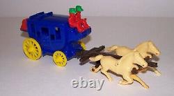 Vintage Pony Express Stage Coach Galloping Action Horses in Original Box 1950s