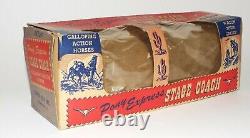 Vintage Pony Express Stage Coach Galloping Action Horses in Original Box 1950s