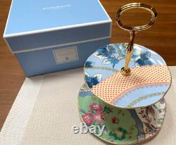 Wedgwood Butterfly Bloom 2-Stage Cake Stand Floral Pattern Gold With Box