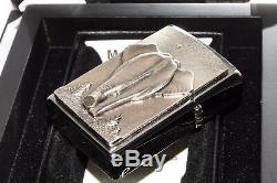 ZIPPO ON STAGE ELEPHANT BRUSHED CHROME EMBLEM LIGHTER in MIRROR BOX