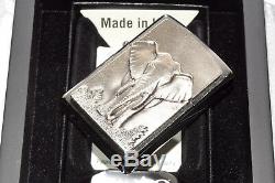 ZIPPO ON STAGE ELEPHANT BRUSHED CHROME EMBLEM LIGHTER in MIRROR BOX